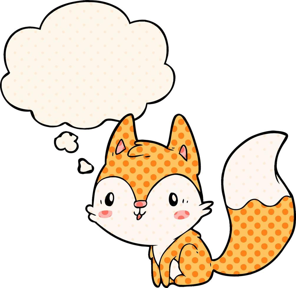 cartoon fox and thought bubble in comic book style vector