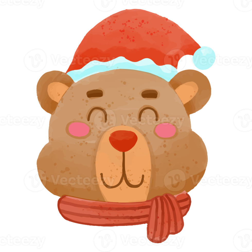 Watercolor Bear, Hand painted Christmas decoration png