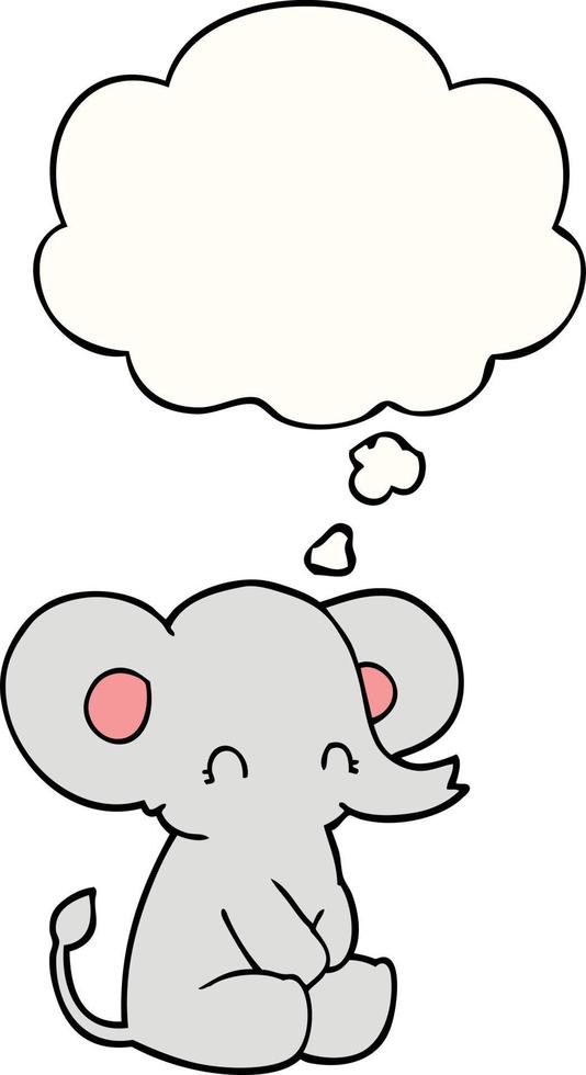 lindo elefante de dibujos animados y burbuja de pensamiento vector