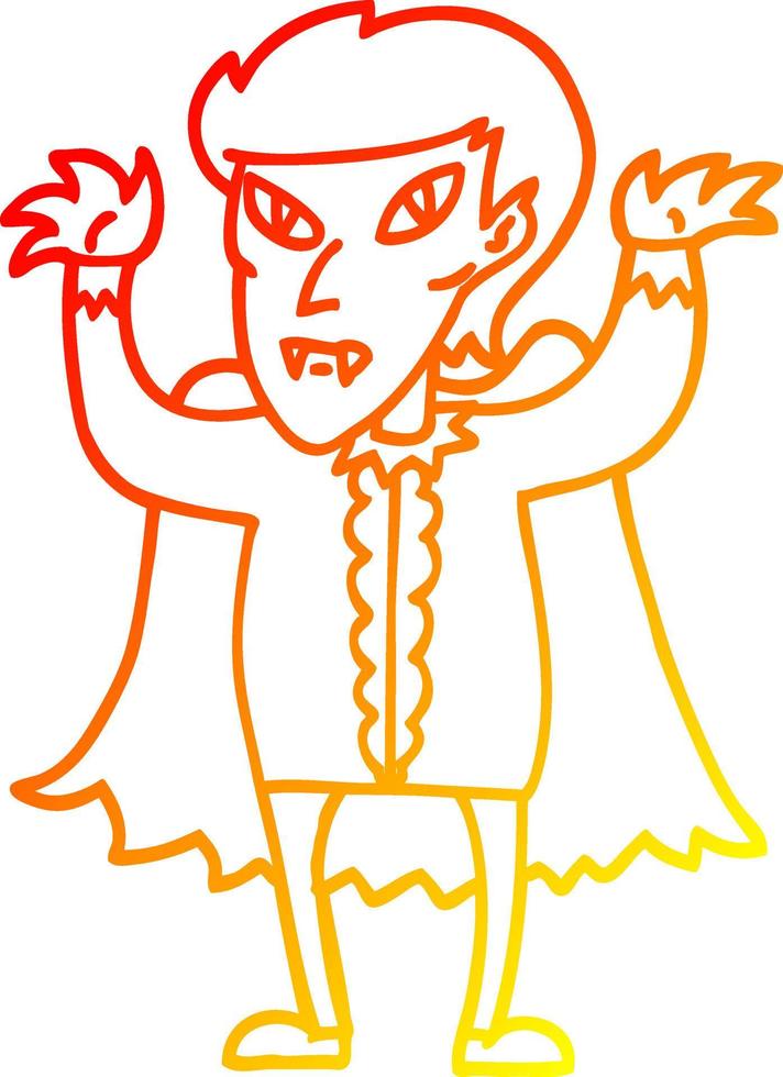 warm gradient line drawing cartoon vampire vector