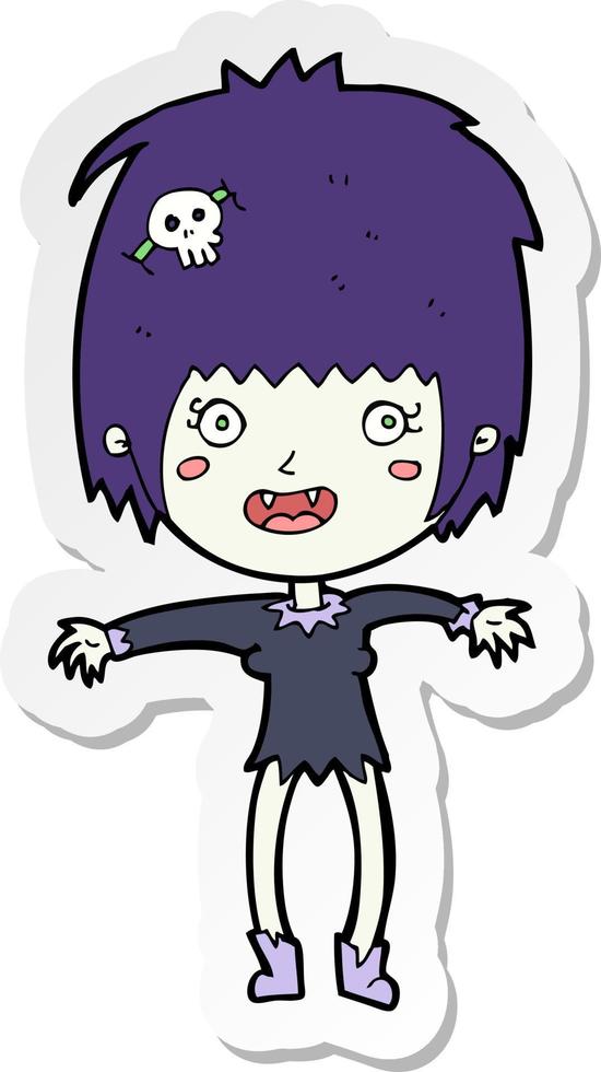 sticker of a cartoon vampire girl vector