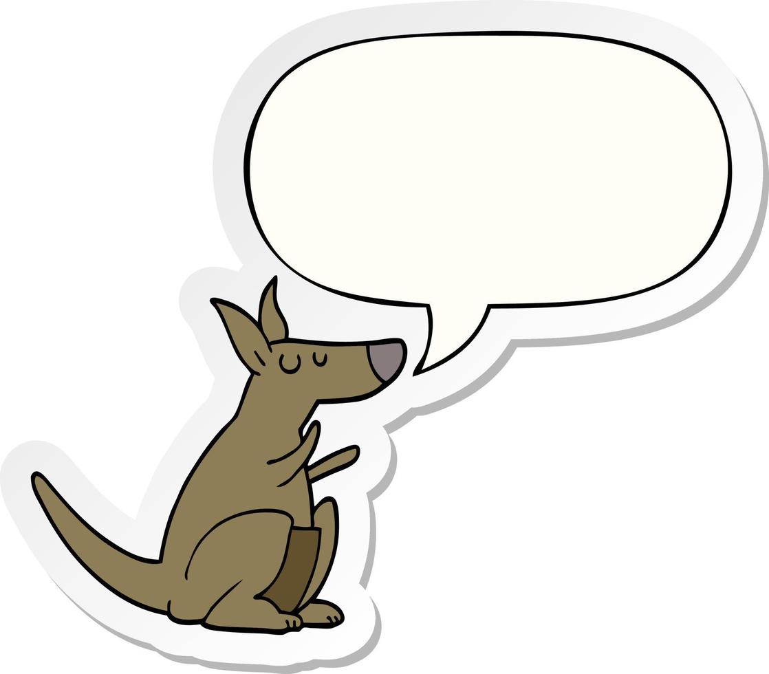 cartoon kangaroo and speech bubble sticker vector