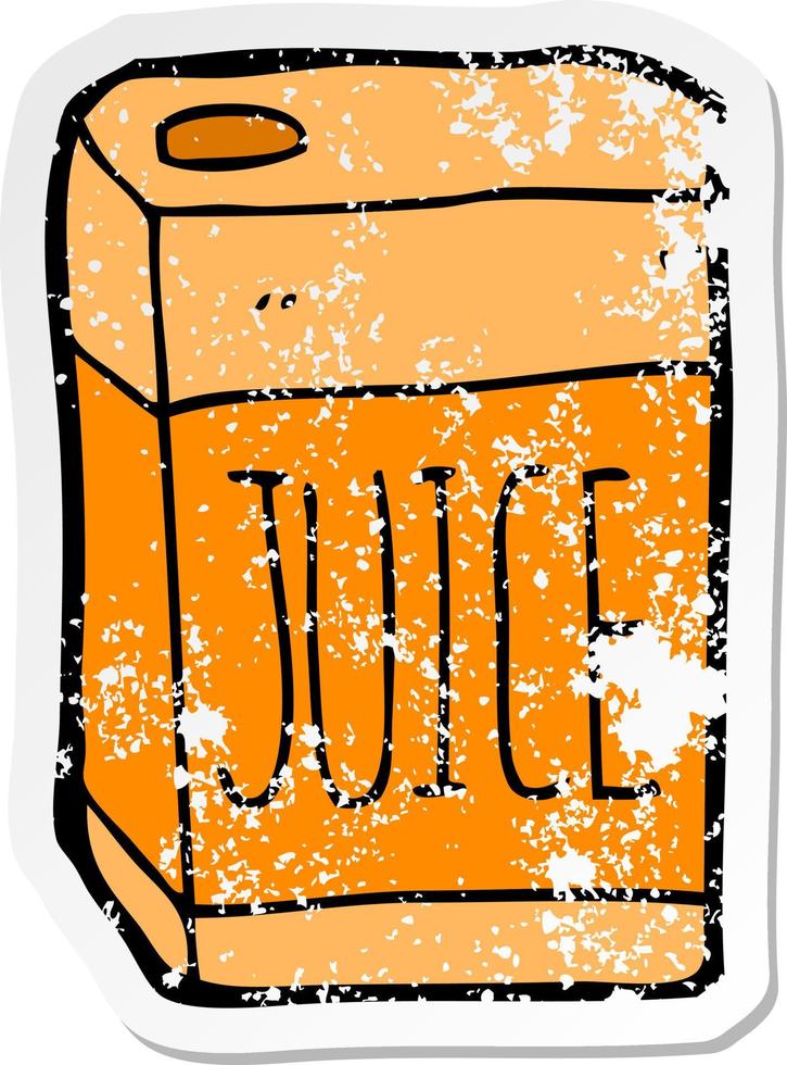 distressed sticker of a cartoon juice box vector