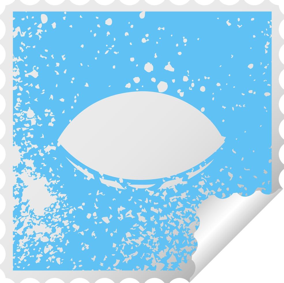 distressed square peeling sticker symbol sleeping eye vector