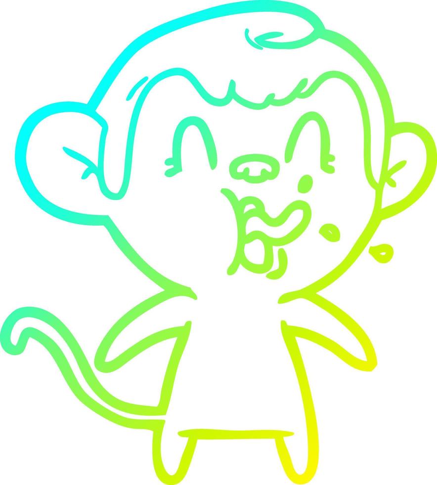 cold gradient line drawing crazy cartoon monkey vector