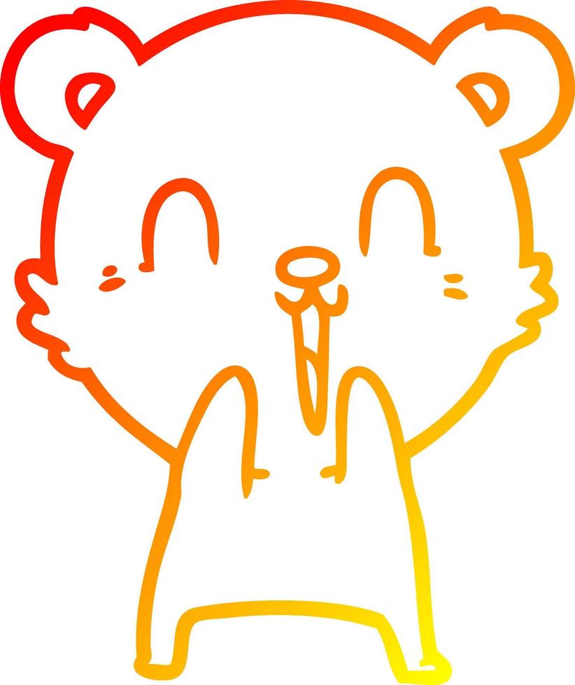 warm gradient line drawing happy cartoon polar bear vector