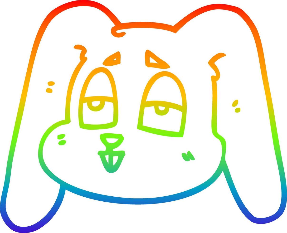 rainbow gradient line drawing cartoon bunny rabbit vector