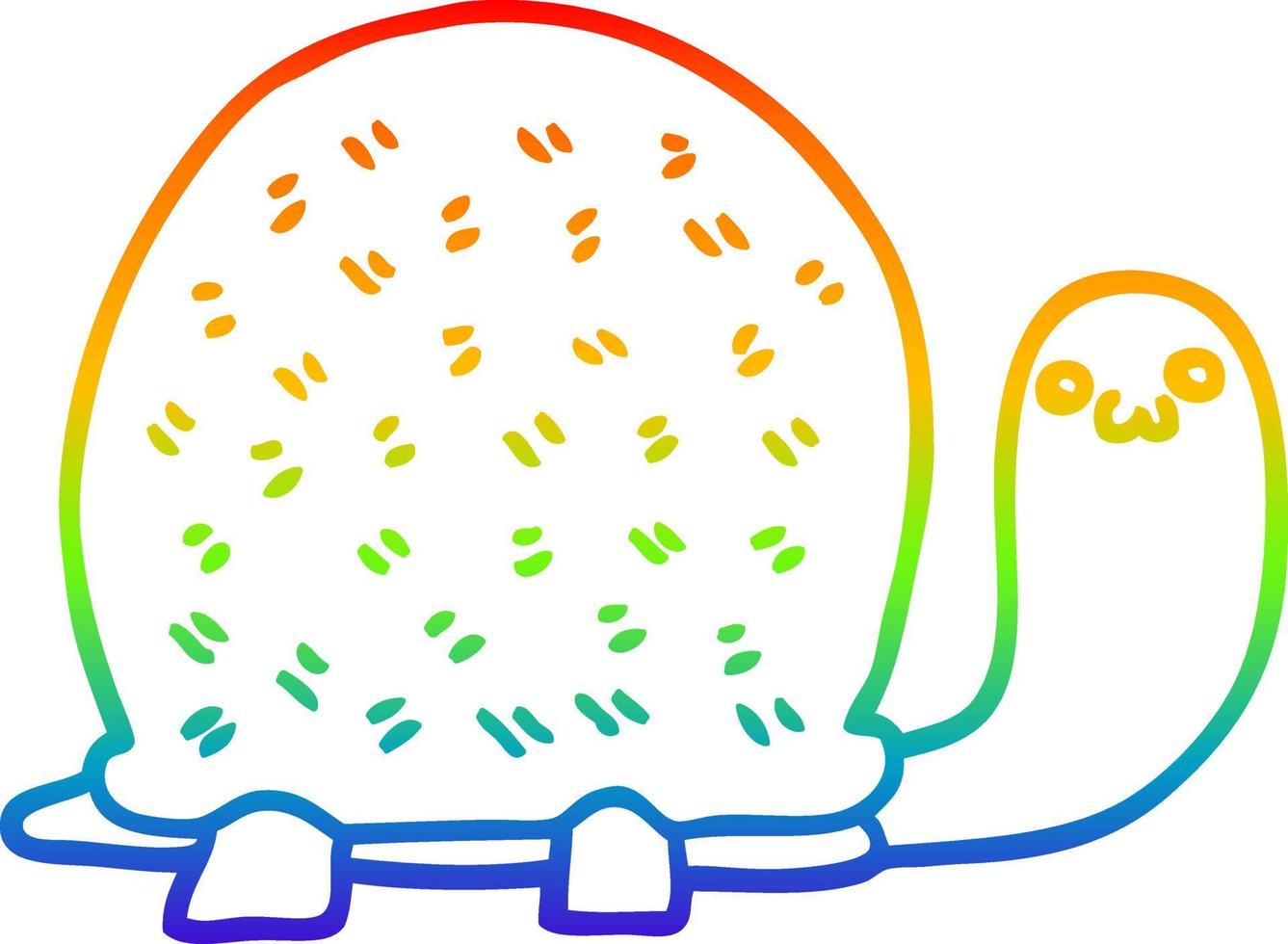rainbow gradient line drawing cute cartoon turtle vector