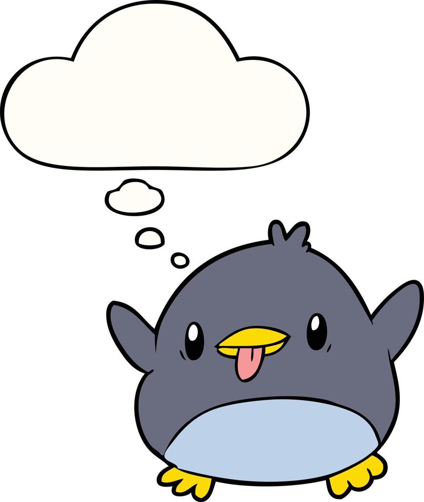 cute cartoon penguin and thought bubble vector