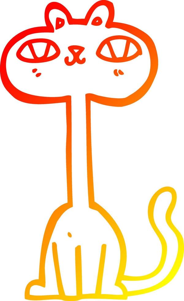 warm gradient line drawing cartoon cat vector
