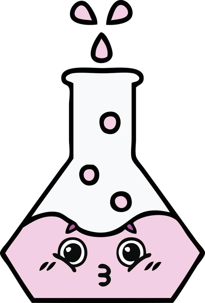 cute cartoon science beaker vector
