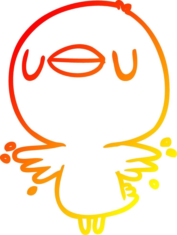 warm gradient line drawing cute cartoon chick flapping wings vector