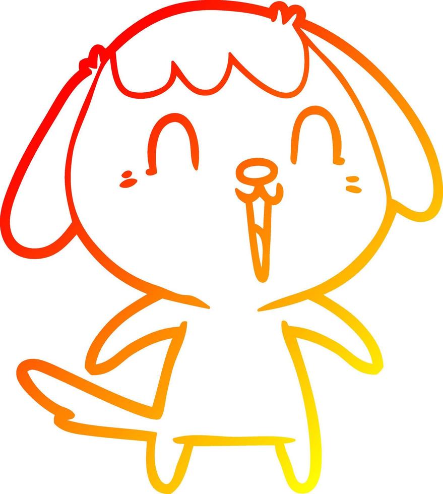 warm gradient line drawing cute cartoon dog vector