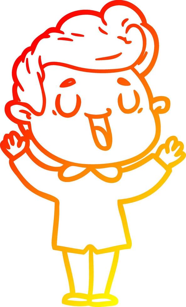 warm gradient line drawing happy cartoon man vector