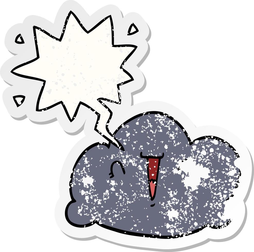 cartoon cloud and speech bubble distressed sticker vector