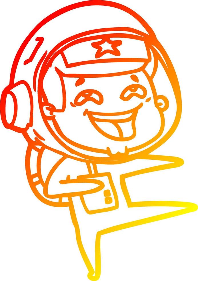 warm gradient line drawing cartoon laughing astronaut vector