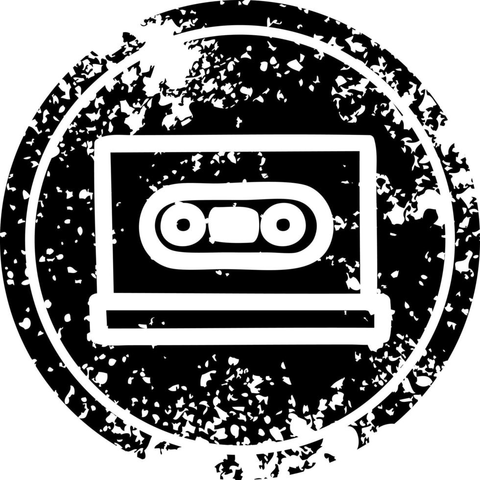 cassette tape distressed icon vector