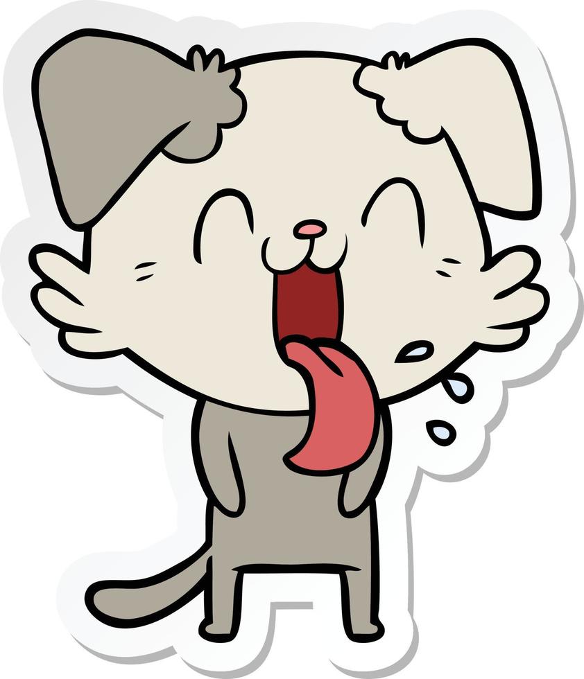 sticker of a cartoon panting dog vector