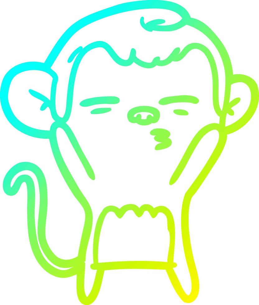 cold gradient line drawing cartoon suspicious monkey vector