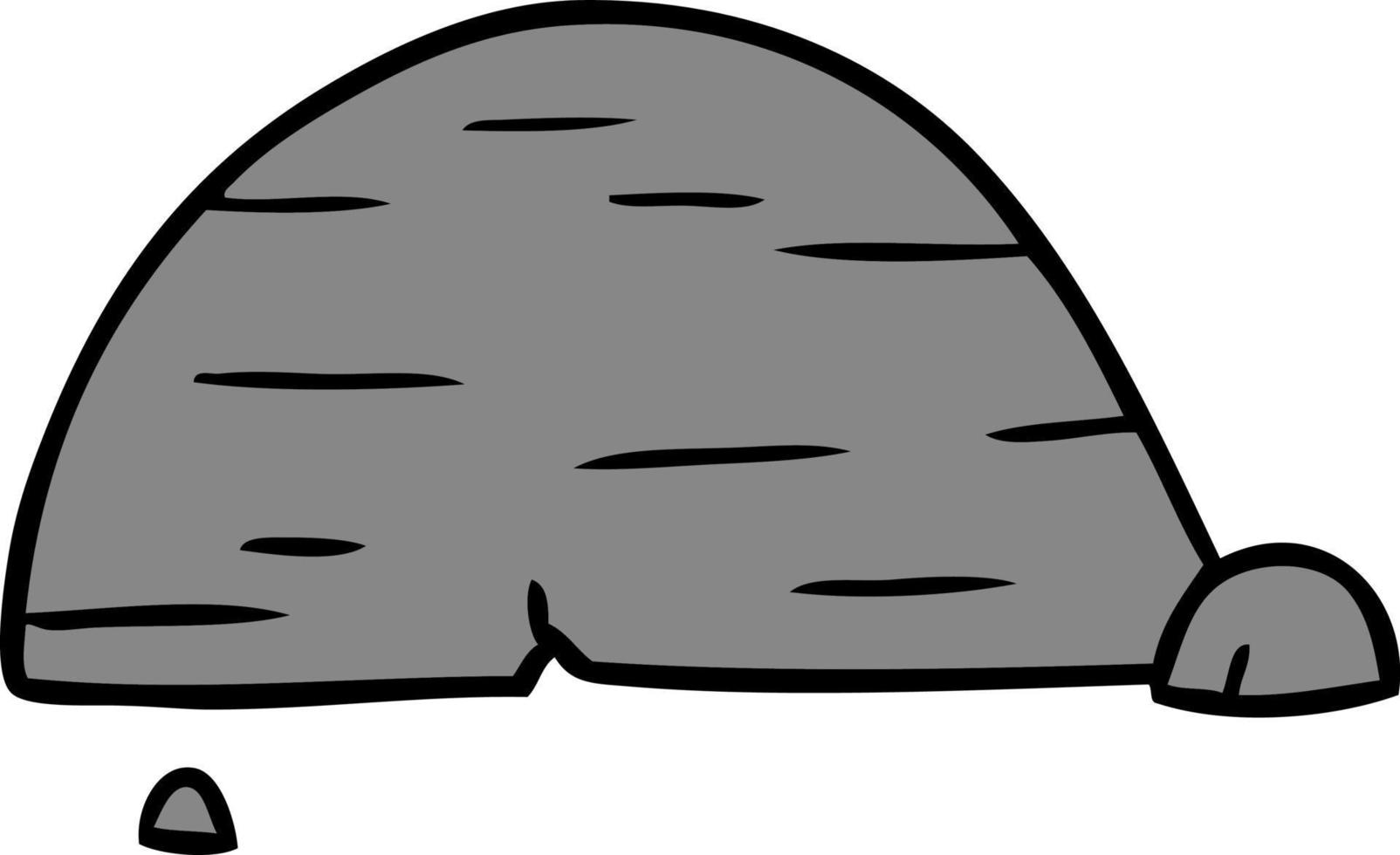 cartoon doodle of grey stone boulder vector