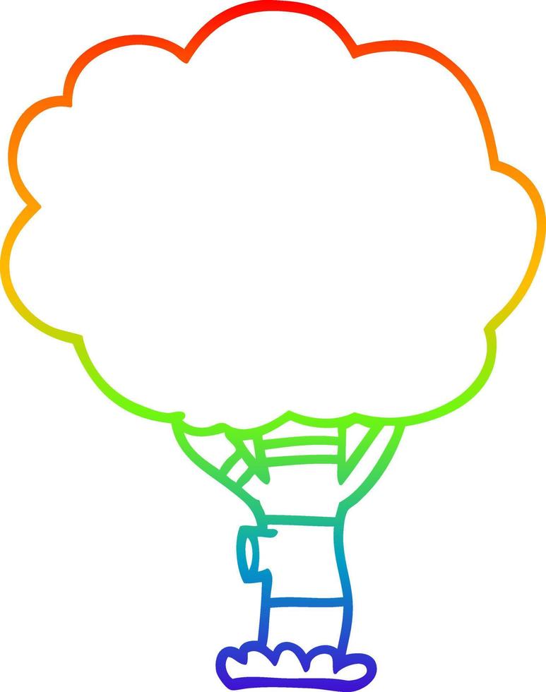 rainbow gradient line drawing cartoon tree vector