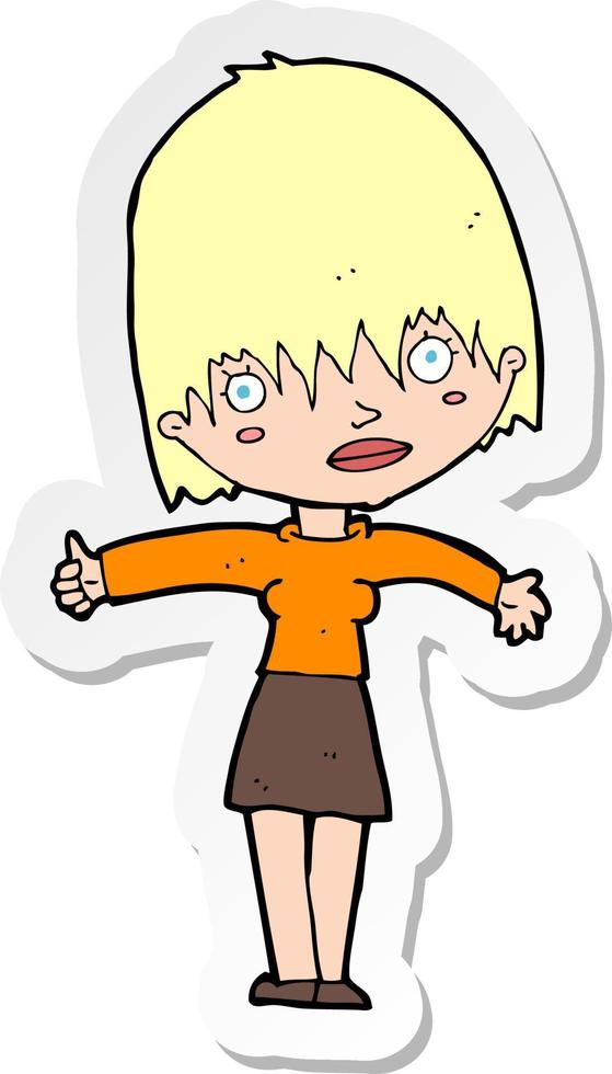 sticker of a cartoon curious woman vector