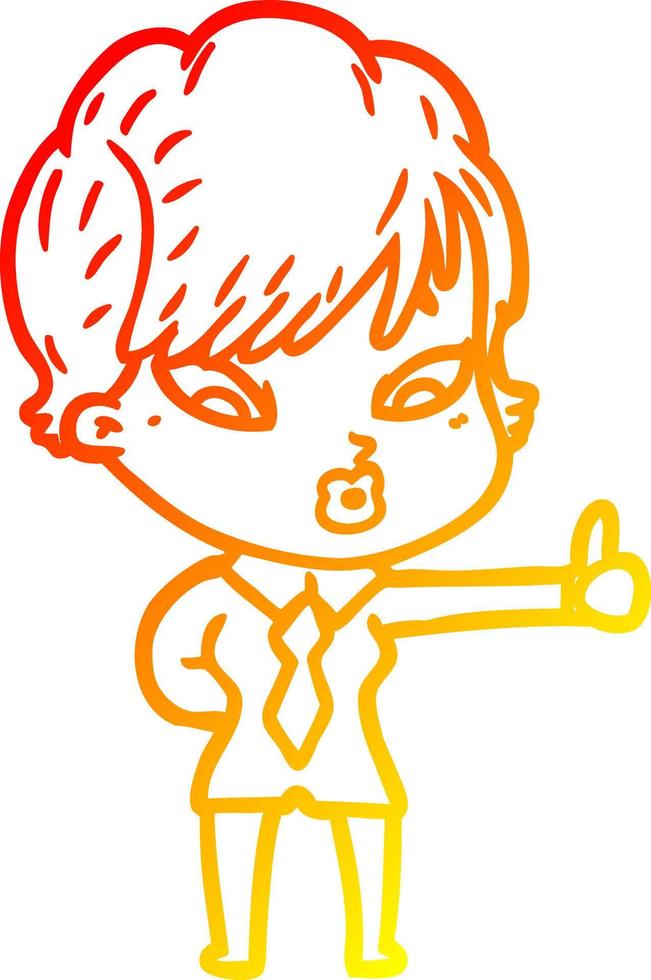 warm gradient line drawing cartoon woman vector