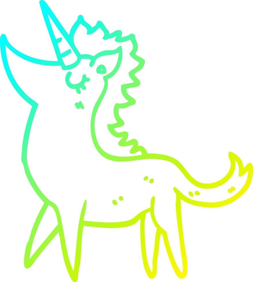 cold gradient line drawing cartoon unicorn vector