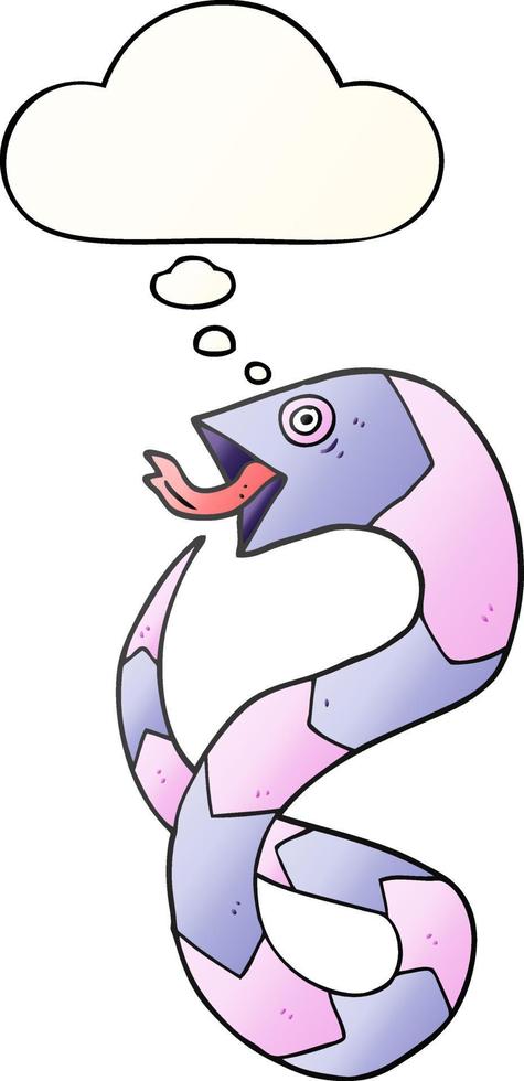 serpiente de dibujos animados y burbuja de pensamiento en estilo degradado suave vector