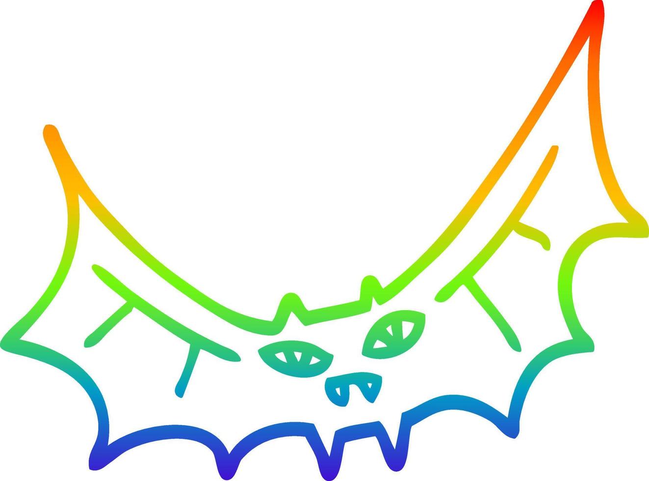 rainbow gradient line drawing cartoon bat vector