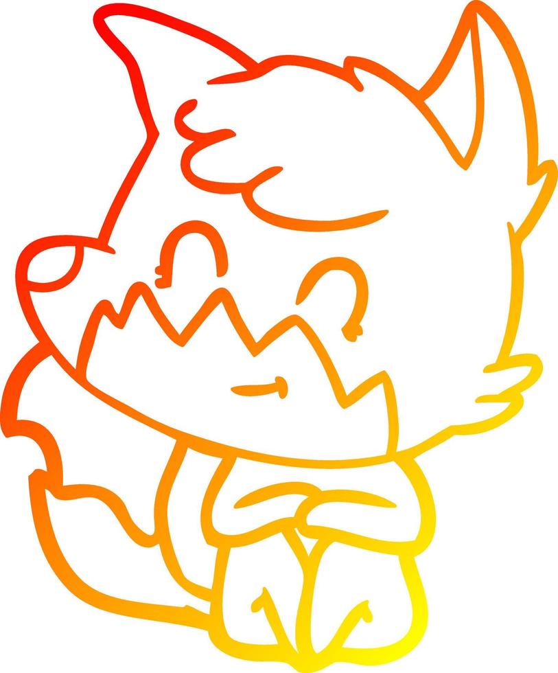 warm gradient line drawing cartoon friendly fox vector