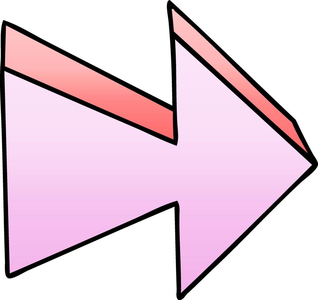 quirky gradient shaded cartoon arrow vector