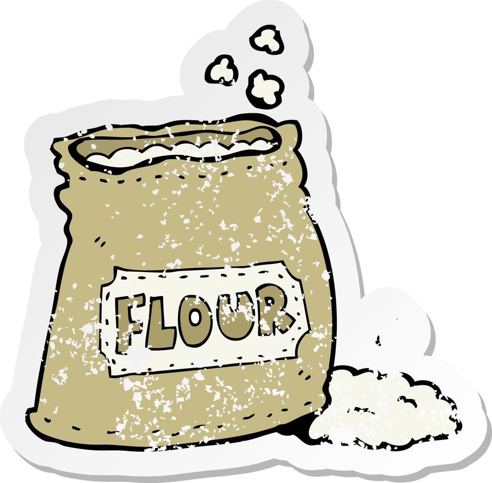 retro distressed sticker of a cartoon bag of flour vector