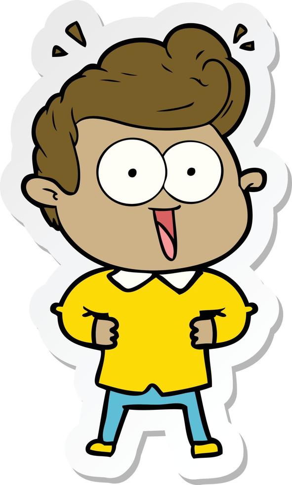 sticker of a cartoon excited man vector