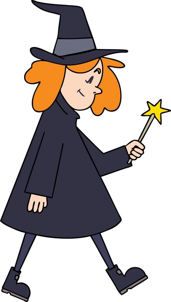 quirky hand drawn cartoon witch vector