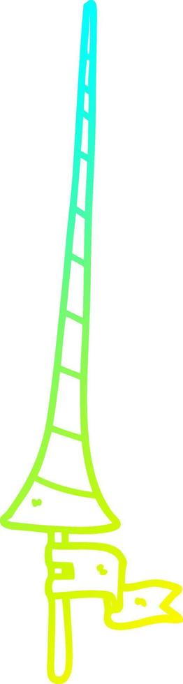cold gradient line drawing cartoon medieval lance vector