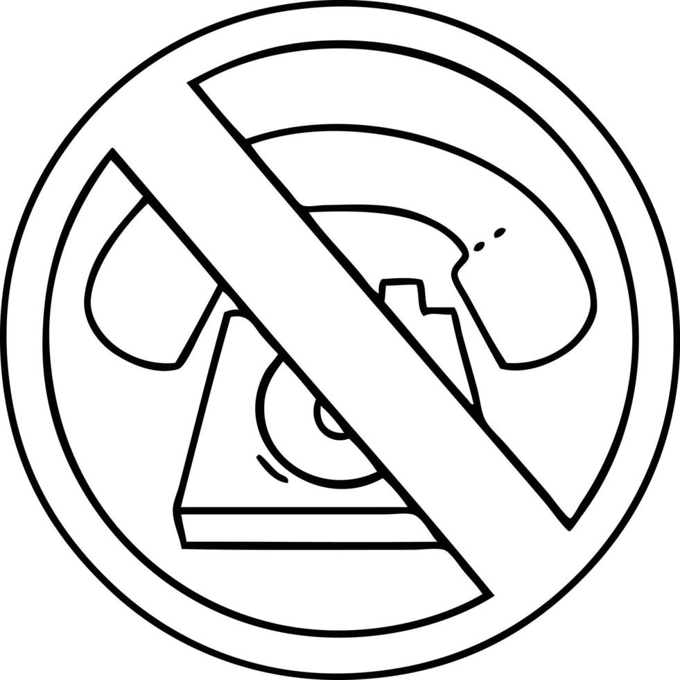 line drawing cartoon no phones allowed sign vector