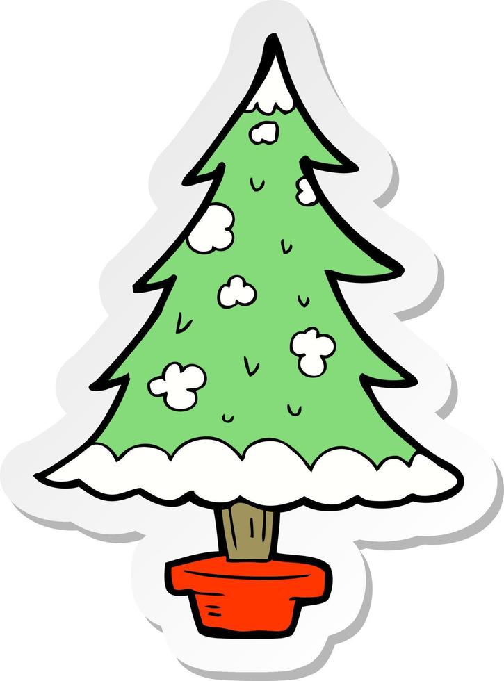sticker of a cartoon christmas tree vector