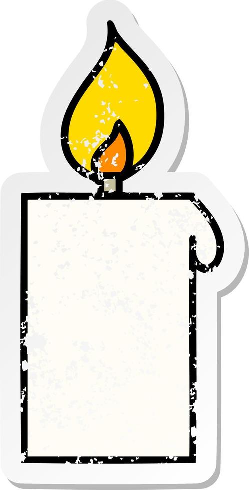 distressed sticker of a cute cartoon lit candle vector