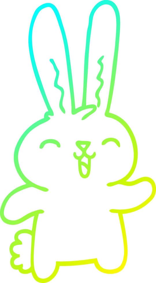 cold gradient line drawing cartoon happy rabbit vector