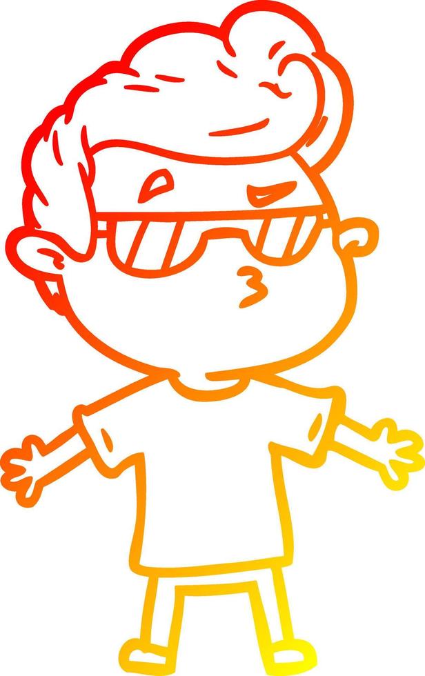 warm gradient line drawing cartoon cool guy vector