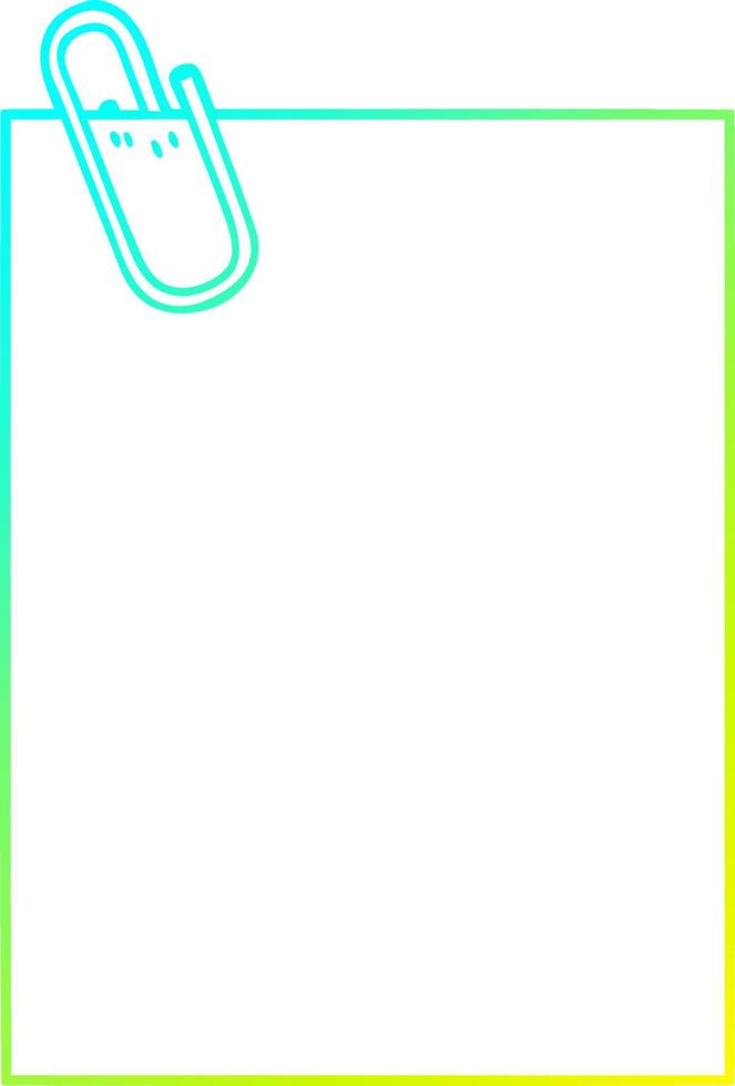 cold gradient line drawing cartoon paper with paperclip vector