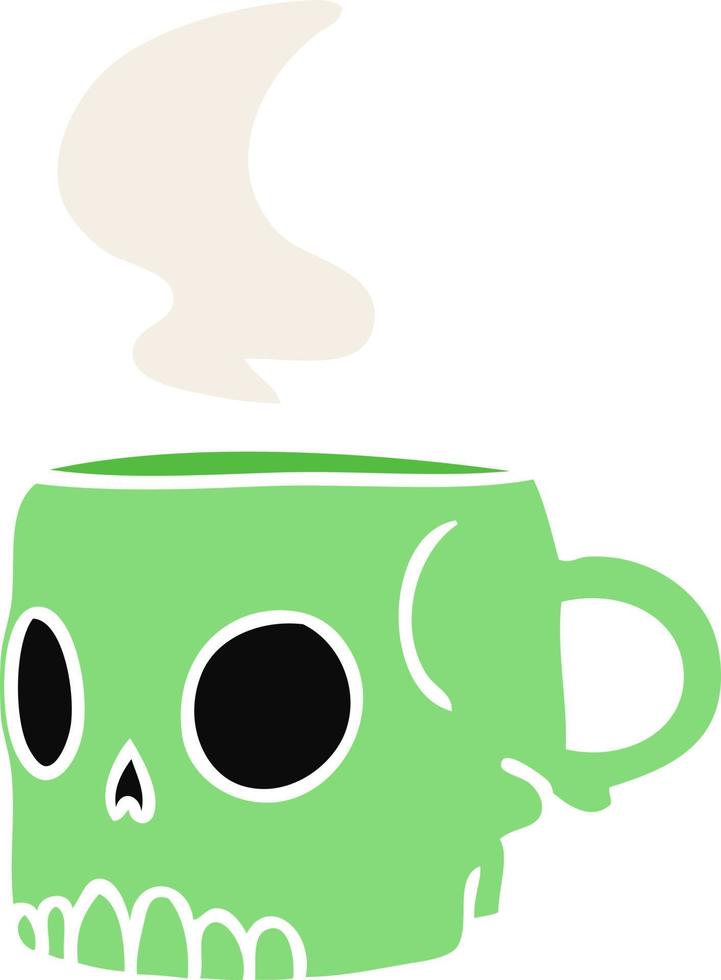 cartoon doodle of a skull mug vector
