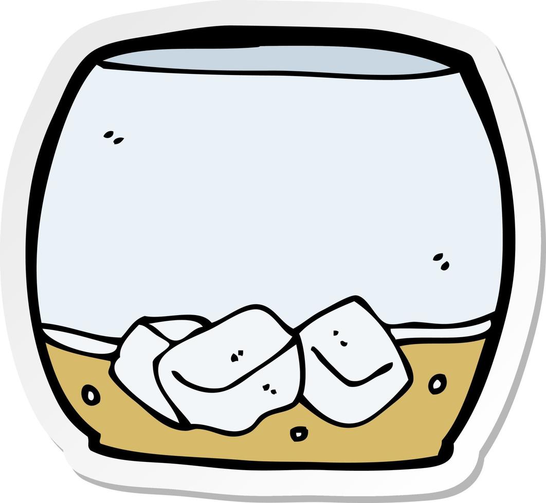 sticker of a cartoon whisky in glass vector