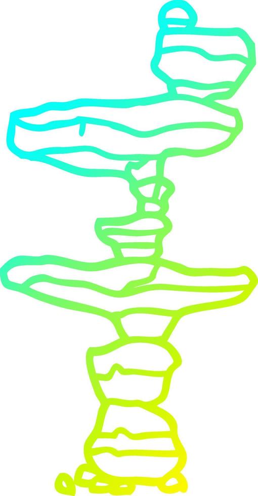 cold gradient line drawing cartoon boulders vector