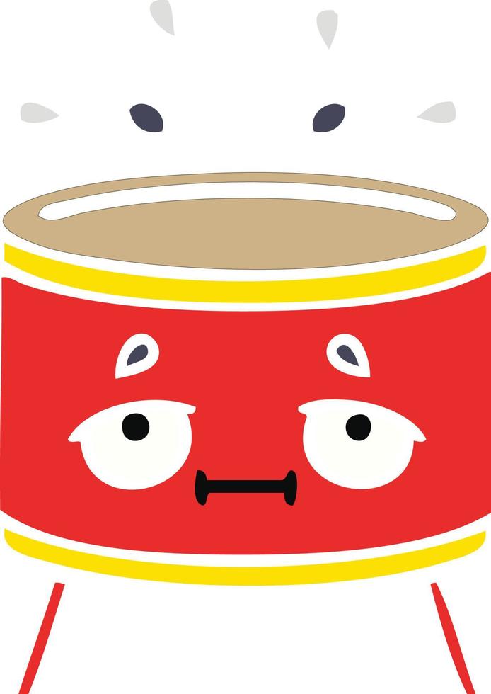 flat color retro cartoon drum vector