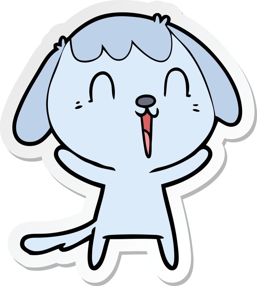 sticker of a cute cartoon dog vector