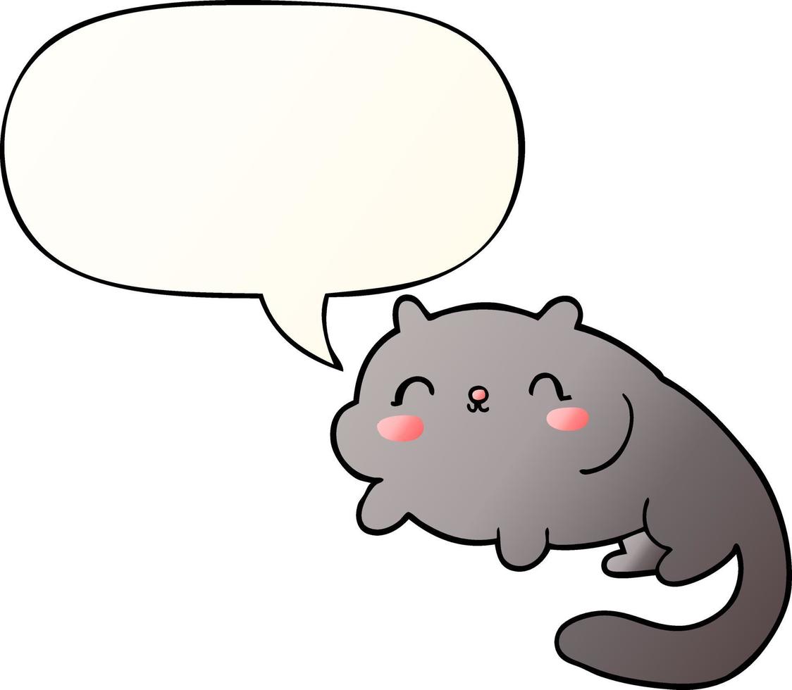 cartoon cat and speech bubble in smooth gradient style vector