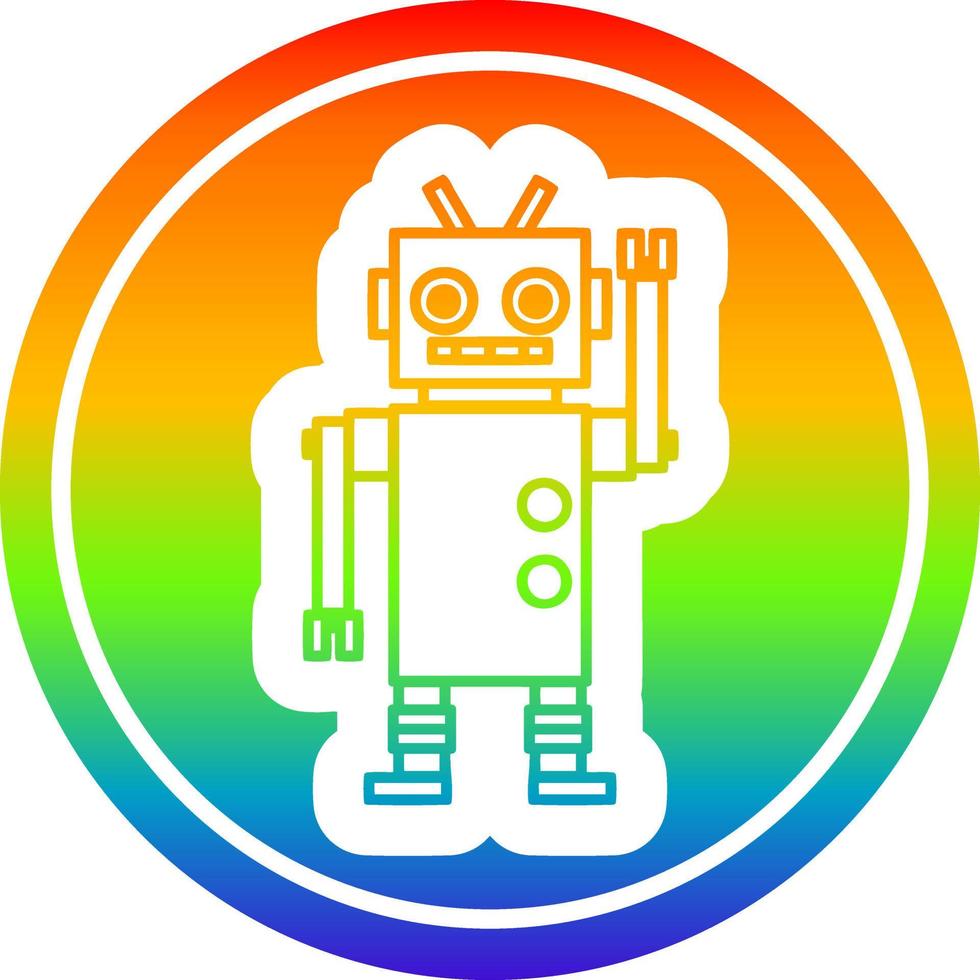 dancing robot circular in rainbow spectrum vector