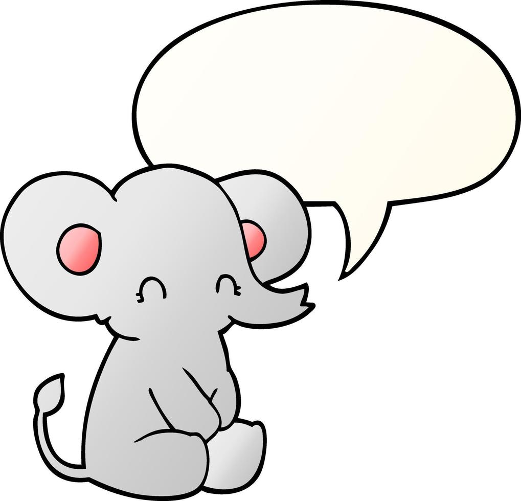 cute cartoon elephant and speech bubble in smooth gradient style vector
